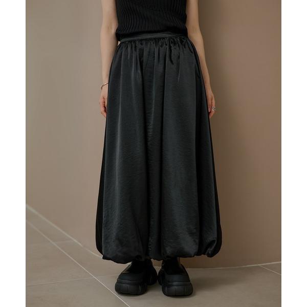 スカート gather balloon satin long skirt /ギャザーバルーンサテンロ...