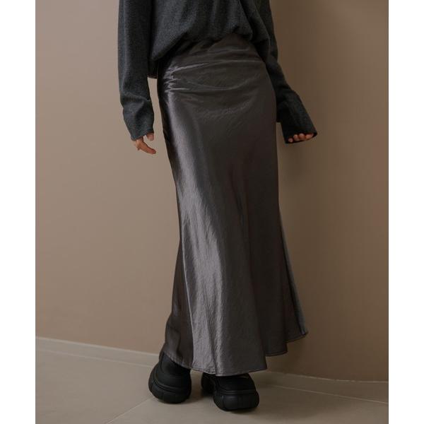 スカート satin narrow long skirt /ソリッドカラーサテンナローロングスカート
