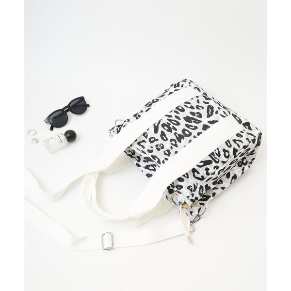 トートバッグ ショルダーストラップ付きレオパード柄゛トートバッグ レディース