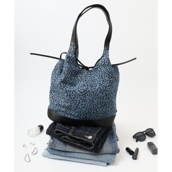 ショルダーバッグ バッグ レオパード柄巾着風デニムショルダーバッグ レディース