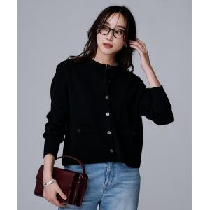 カーディガン 「アンサンブル可/ジャケット風/オフィスカジュアル」ウールミラノリブカーディガン レディース