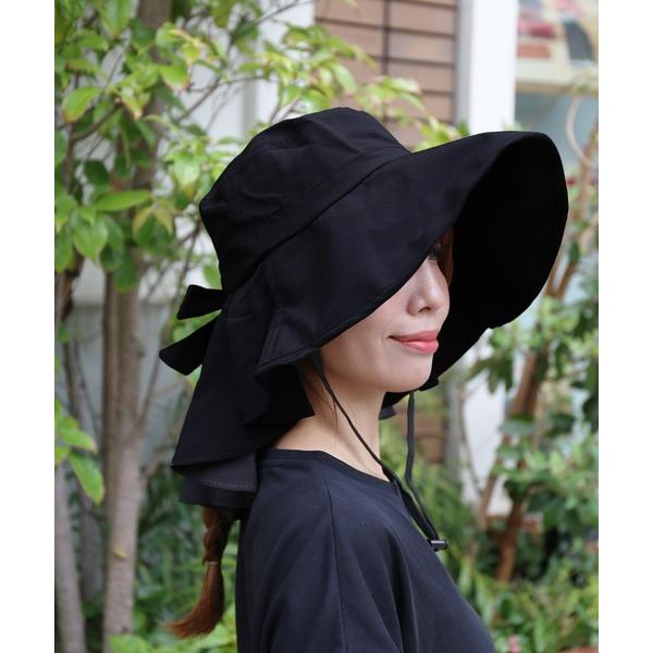 帽子 ハット 「完全遮光」つば広ハットUVカット 遮光100％ 首まで守るタレ付き 手洗い レディー...