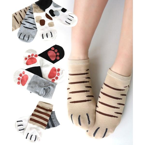 靴下 「10足セット 」くるぶし丈 ねこのてソックス レディース レディース