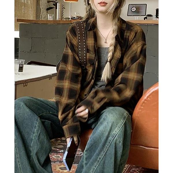 ブラウス シャツ ユニセックス ルーズビッグチェックシャツ /韓国 ストリート(CZ) レディース ...