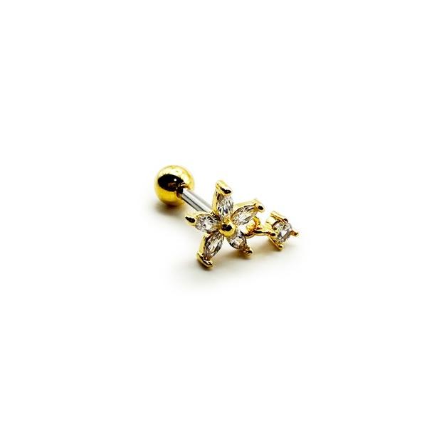 ピアス KISHOKACHI 希少価値 スノーフラワーラインストーンドロップタイプバーベルボディーピ...