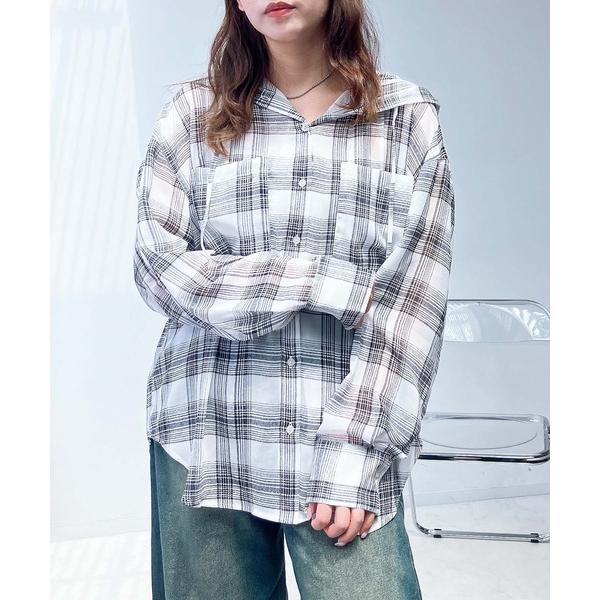 ブラウス シャツWポケットフード付きビッグシルエットシャツ「UNISEX ITEM」 レディース メ...