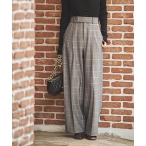 スラックス パンツ チェック柄裏起毛スラックスパンツ レディース