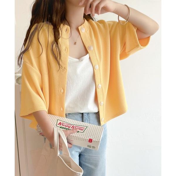 「Java」 カーディガン LARGE オレンジ レディース