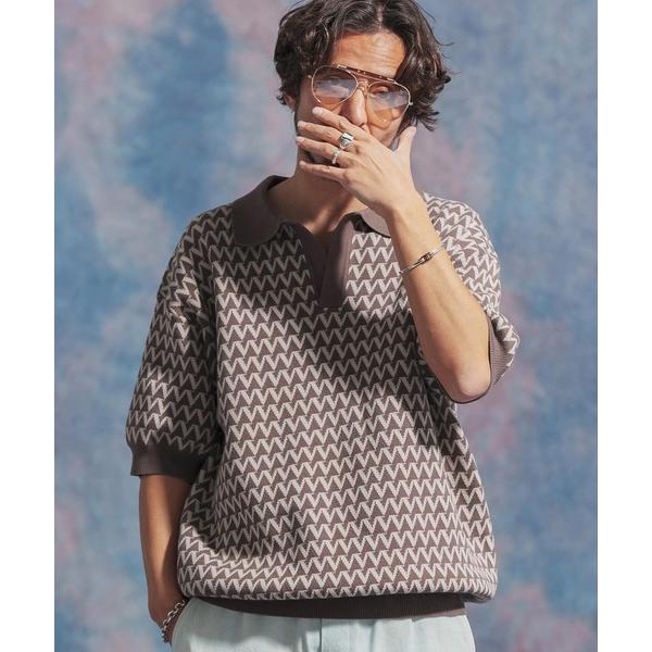 「Jih Nunc」 半袖ポロシャツ L ブラウン メンズ