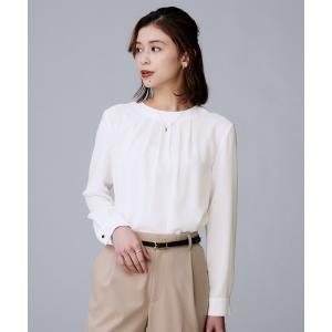 ブラウス シャツ 「通勤スーツ/オフィス/フォーマル」タックブラウス レディース