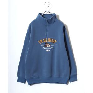 トレーナー スウェット Disney（ディズニー）キャラクター刺繍 裏起毛ハーフジップスウェットトレーナー レディース/ミッキーマウス レディース メ