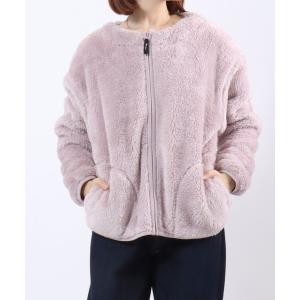 ジャケット ノーカラージャケット Champion（チャンピオン）ワンポイントロゴ刺繍 シェルパフリースノーカラージャケット レディース/ボアブルゾン