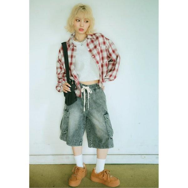 ハーフパンツ パンツ 短パン 「LTXC」ハーフデニムカーゴパンツ キッズ 子供服 女の子