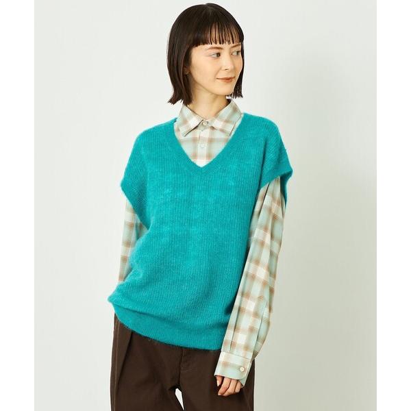 ベスト ジレ GREY LABEL モヘアミックスVネックベスト レディース