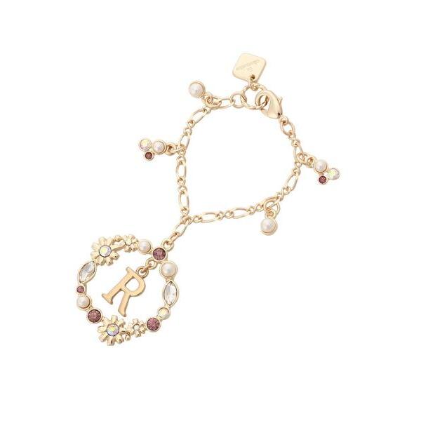 キーホルダー フラワーサークルイニシャルチャームR