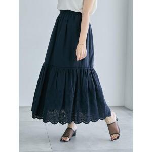 スカート エンブロイダリーティアードスカート