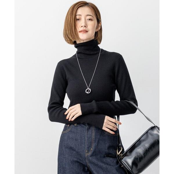 ニット セーター ウーステッドウール リブタートル ニット レディース