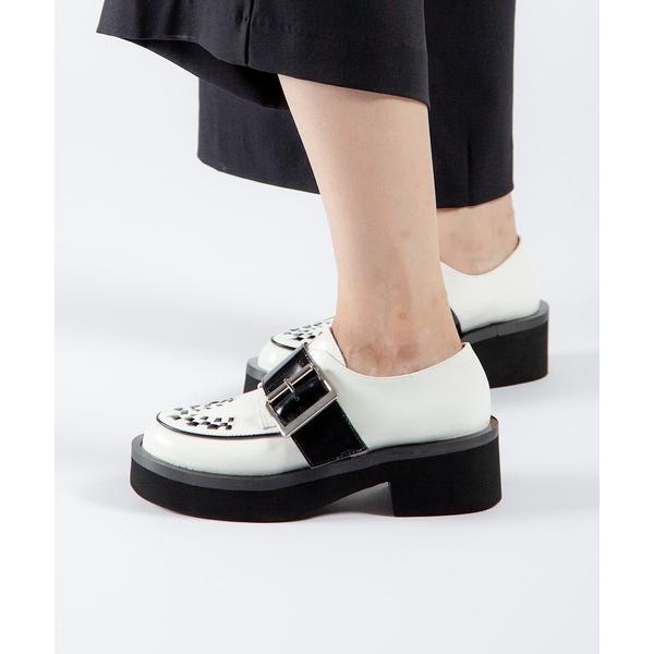 ローファー 「本革/厚底/5cm」ビッグバックル デザインローファー レディース