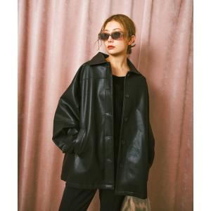 ブルゾン アウター フェイクレザージャケット レディース