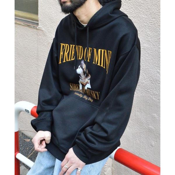 パーカー 「MODISH GAZE」裏毛 クルーネック 長袖 BIG プルパーカー ハスキー犬 メン...