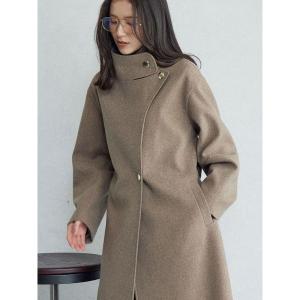 コート チェスターコート ウールジャージスタンドカラーコート レディース