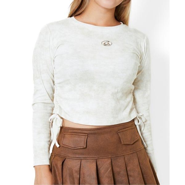 tシャツ 「ムラ染め風ラメ×裾ドロスト」レディース 長袖Tシャツ プルオーバー きれいめカジュアル ...