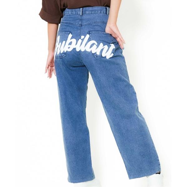 ジーンズ デニム デニムパンツ 「ドローコード×ビッグバックロゴ」レディース ワイドデニムパンツ ス...