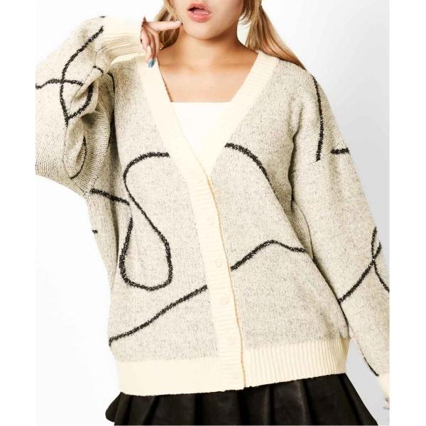カーディガン 「ラメライン×アートタッチ」ルーズシルエットカーディガン レディース メンズ兼用 レデ...
