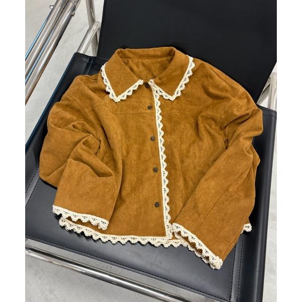 ジャケット テーラードジャケット piping lace suede jacket / パイピングレ...