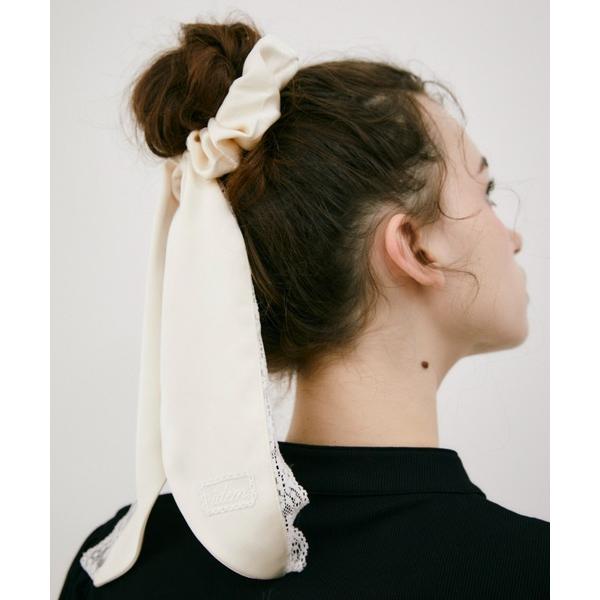 シュシュ ribbon lace chouchou  / レース付きサテンシュシュ