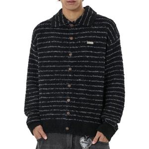 カーディガン 「OY/オーワイ」STRIPED BOUCLE COLLAR KNIT CARDIGAN/ブークレーストライプ ニットカーディガン レディース メンズ