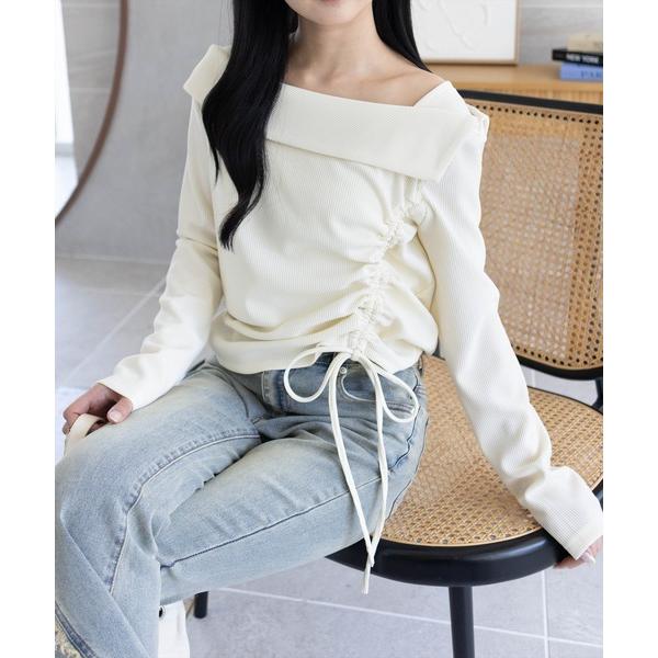 tシャツ 「8色展開/定番」サイドドロスト長袖リブカットソー「大人 カジュアル 着回し力抜群」 レデ...