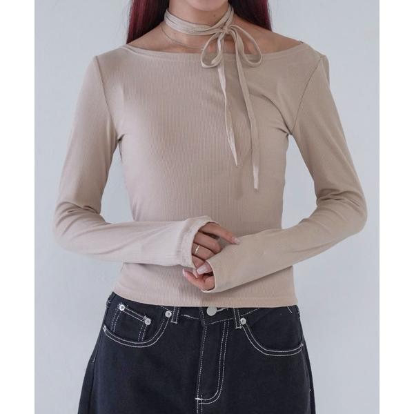 tシャツ 「 cunii 」 off shoulder rib top レディース