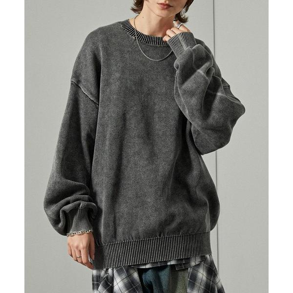 セーター ニット 「Alfred Alex」ヴィンテージ加工 スノーウォッシュ オーバーサイズスウェ...