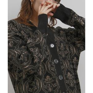 カーディガン アンティーククラシックジャガード柄カーデ レディース