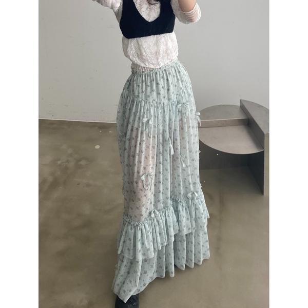 スカート 「Lam Balm」アンティークライクスカートウィズボウ