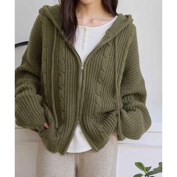 パーカー ツイストニットパーカー レディース