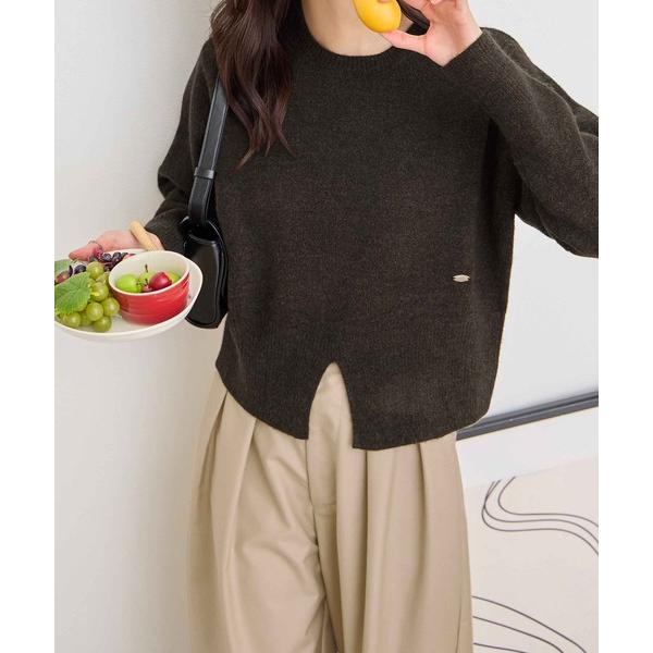 ニット セーター ヘムスリットニットプルオーバー レディース