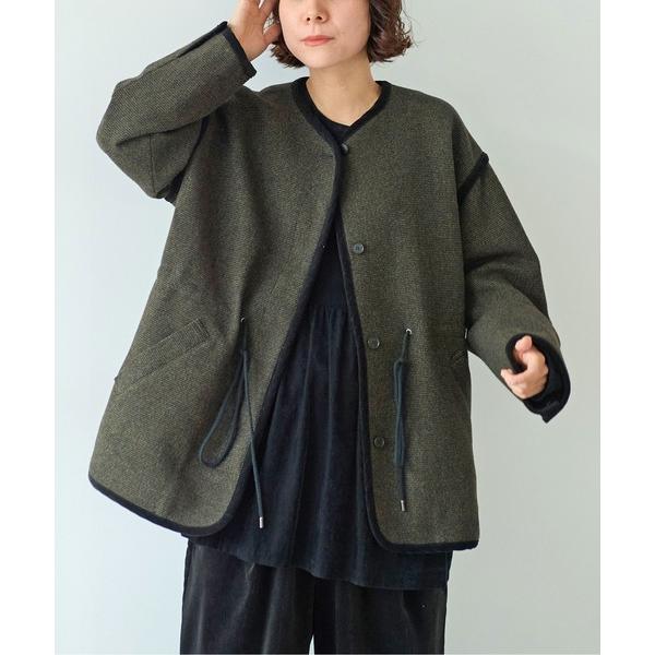 コート アウター British　wool　micro　check　haoriコート レディース