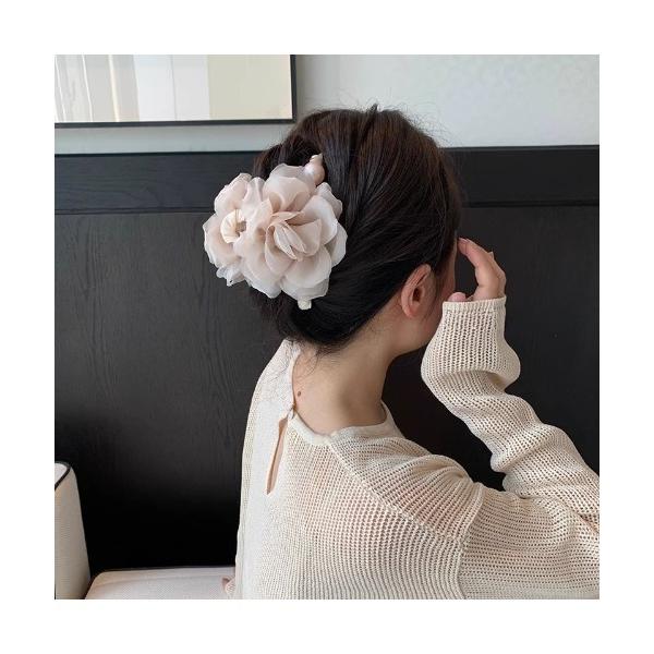 ヘアクリップ ビーズ　リボンデザイン ヘアクリップ