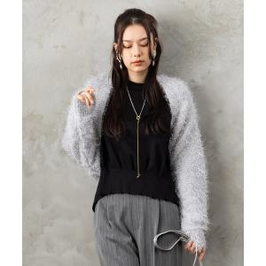 カーディガン 「FONT LAB」ラメシャギーニットボレロ レディース