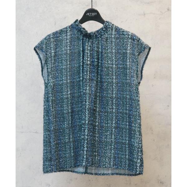 ブラウス シャツ 「FONT LAB」フリンジチェックハイネックブラウス レディース