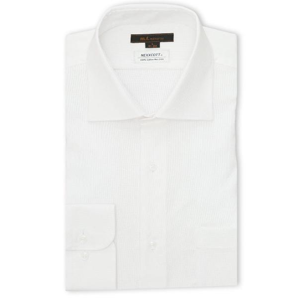 フォーマル シャツ 「綿100% ノンアイロン」m.f.エディトリアル メンズ ワイドカラー ビジネ...