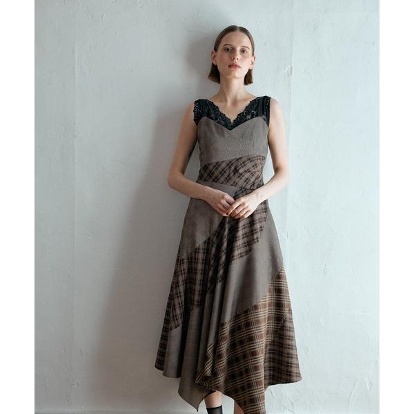 ワンピース 切り替えチェックキャミワンピース　583340