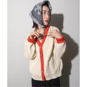 カーディガン バイカラー スポンディングニット カーデ レディース