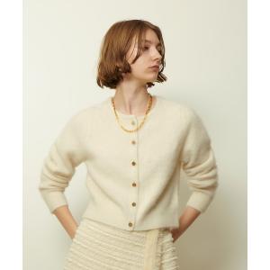 カーディガン カシミヤブレンドファー加工カーディガン レディース