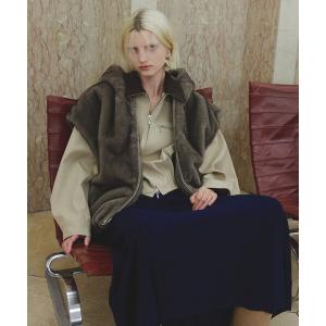 ブルゾン アウター フェイクミンクファーフーディーブルゾン レディース