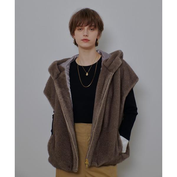 ブルゾン アウター フェイクミンクファーフーディーブルゾン レディース