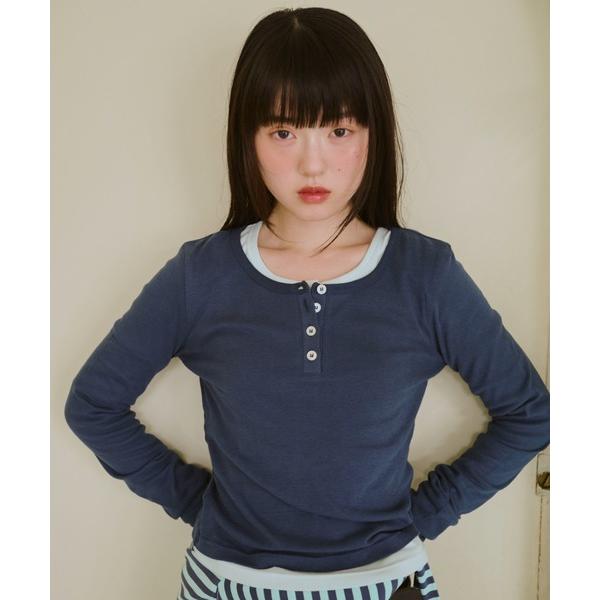 tシャツ ひとえふたえパックヘンリーロンTEE レディース メンズ