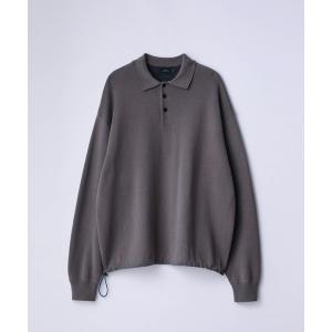 セーター ニット 「SLICK/スリック」Sweat Like Knit Drawstring Polo/スウェットライクドロストポロニット / ダブ